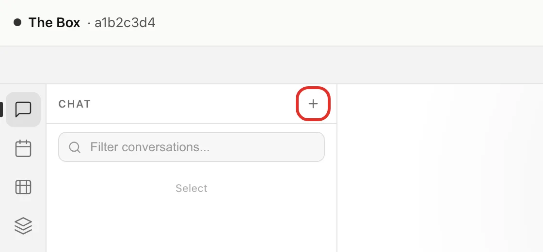 The top of the conversation list, with the + New conversation button circled